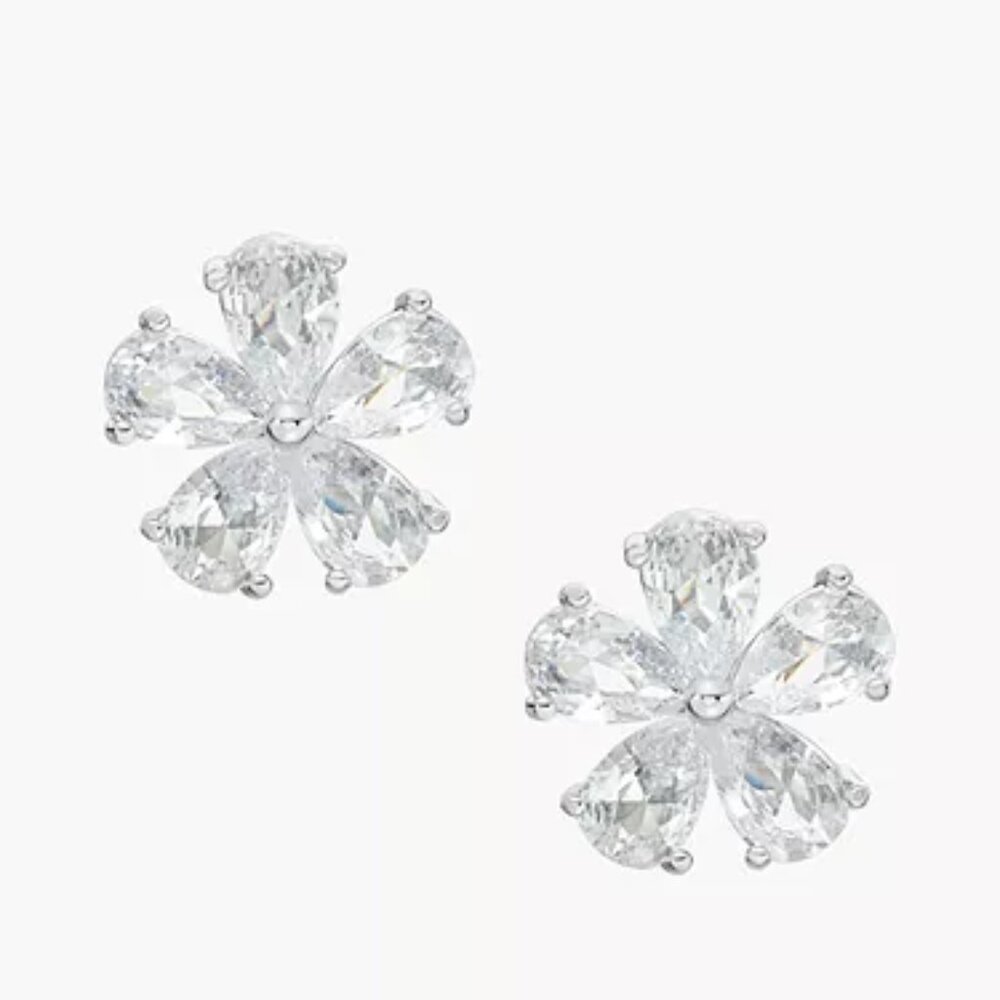 Fossil Garden Party Clear Crystals Stud Earrings/NWT